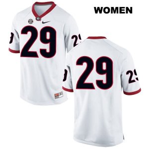 Women's Georgia Bulldogs NCAA #29 Christopher Smith Nike Stitched White Authentic No Name College Football Jersey RHU3454IF